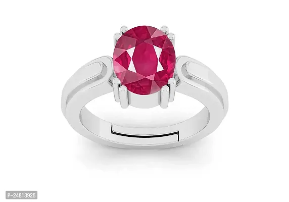 Super Quality Burma Ruby Stone 9.00 Ratti with Lab Tested Certified untreated Unheated Natural Manik Gemstone manikya Silver Plated Adjustable Ring for Women and Men-thumb0