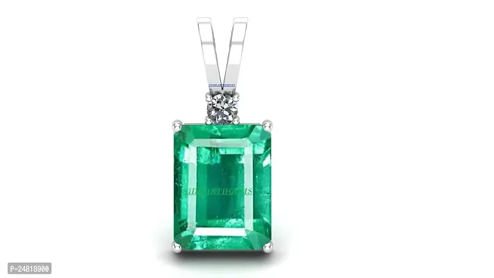 Sidharth Gems 10.00 Carat Lab Certified Natural Emerald Loose Gemstone Panna Silver Plated Pendant Locket for Men and Women {Astrological Purpose}-thumb0