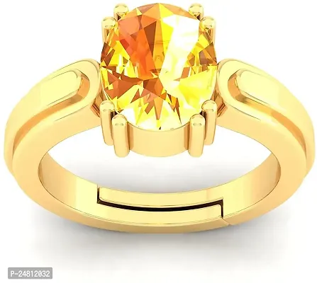 Sidharth Gems 7.25 Ratti 6.00 Carat Unheated Untreatet A+ Quality Natural Yellow Sapphire Pukhraj Gemstone Silver Plated Ring for Women's and Men's {Lab Certified}-thumb3