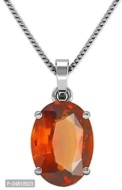 4.25 Ratti 3.47 Carat Hessonite Garnet Stone Ashtdhatu Pendant Original and Certified by GGTL Natural Gomed Gemstone Unheated and Untreated for Astrological Purpose