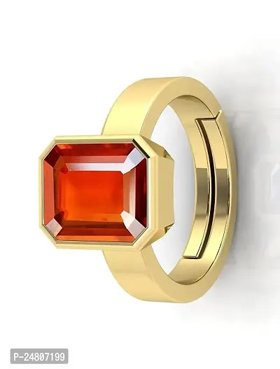 Sidharth Gems 8.00 Ratti /7.00 Carat Certified Natural Gemstone Gomed Hessonite Stone Panchdhaatu Adjustable Ring Gold Plated Ring for Man and Women-thumb3