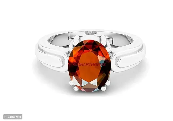 Sidharth Gems 14.00 Carat Certified A+ Quality Natural Hessonite Garnet Gomed Adjustable Silver Ring Loose Gemstone for Women's and Men's-thumb4