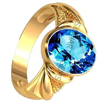 SIDHARTH GEMS 10.25 Ratti 9.00 Carat Special Quality Blue Topaz Free Size Adjustable Ring Gold Plated Gemstone by Lab Certified(Top AAA+) Quality for Man or Women-thumb1