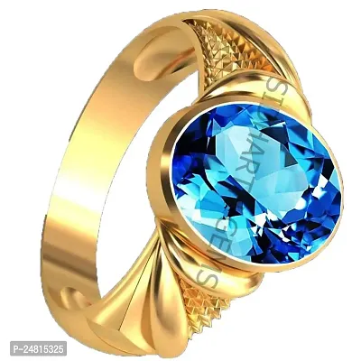 SIDHARTH GEMS 10.25 Ratti 9.00 Carat Special Quality Blue Topaz Free Size Adjustable Ring Gold Plated Gemstone by Lab Certified(Top AAA+) Quality for Man or Women-thumb2