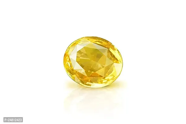 JEMSKART 6.25 Ratti / 5.62 Carat Cultured Yellow Sapphire Unheated Untreated Stone Astrologer Certified Ceylon Quality Pukhraj Gemstone-thumb0