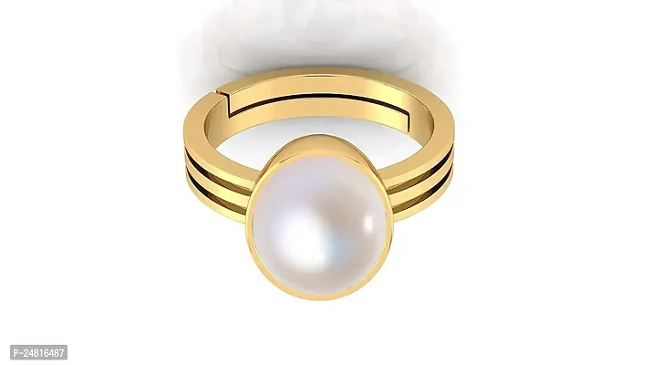 JEMSKART Certified Pearl 7.25 Ratti Natural Pearl Gemstone Original Certified moti Adjustable panchhdhaatu Gold Plated Ring for Men and Women-thumb4