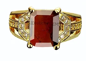 SIDHARTH GEMS 12.00 Ratti Gomed Ring Natural Quality  Original Stone Panchdhatu  Ashtadhatu Metal Adjustable Ring Rashi Ratna Loose Gemstone Ring for Men and Women-thumb1