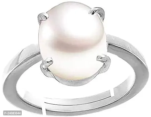 Sidharth Gems 100% Certified Pearl Moti 4.25 Ratti 3.70 Carat Stone Astrological Adjustable Ring for Men  Women