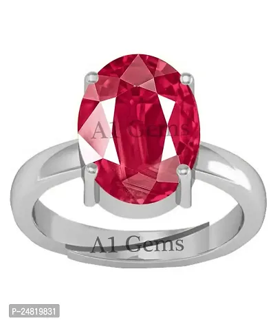 Super Quality Burma Ruby Stone 8.00 Ratti with Lab Tested Certified untreated Unheated Natural Manik Gemstone manikya Silver Plated Adjustable Ring for Women and Men