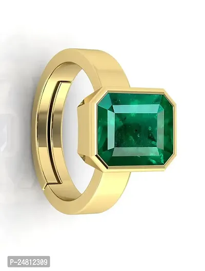 Sidharth Gems 12.00 Carat Certified Natural Emerald Panna Panchdhatu Adjustable Rashi Ratan Gold Plating Ring for Astrological Purpose Men  Women{Lab Approved}-thumb2