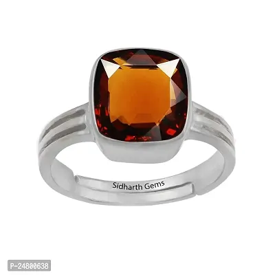 SIDHARTH GEMS Gomed Ring 4.25 Ratti 3.00 Carat Natural and Certified Hessonite Garnet (Gomed) Astrological Gemstone Adjustable for Men And Women