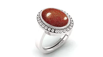 SIDHARTH GEMS Certified Natural 5.00 Ratti 4.00 Carat Sunstone Sunsitara Silver Plated Ring Panchdhatu Adjustable Ring for Men and Women-thumb2