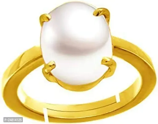 South Sea Pearl 10.25 Ratti 9.00 Carat Natural Pearl Gemstone Original Certified Moti Adjustable Astrological panchhdhaatu/Ashtadhatu Gold Ring for Men and Women