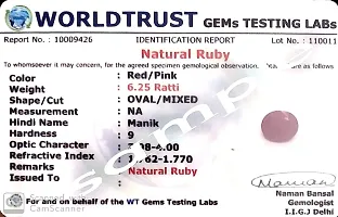 Sidharth Gems 10.25 Ratti 9.50 Carat Natural AA++ Quality Burma Ruby Manik Stone Original Earth Mind Certified Natural Loose Gemstone-thumb1