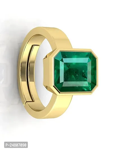 Sidharth Gems 4.25 Ratti 3.25 Carat Certified Natural Emerald Panna Panchdhatu Adjustable Rashi Ratan Gold Plating Ring for Astrological Purpose Men  Women{Lab Approved}-thumb2