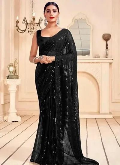 Sana Silk Embellished Sarees with Contrast Blouse