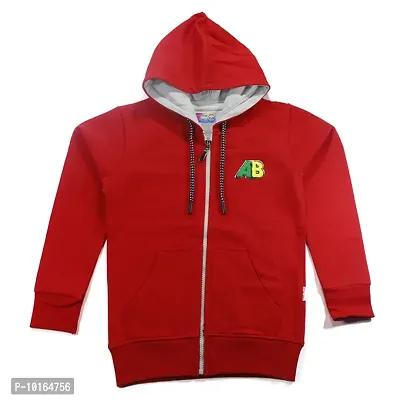 Feel plus Kids Hoodies Zipper Sweat Shirt (FP4041) (3-4 Years, Red)-thumb0