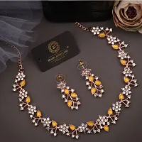 Stylish Yellow Brass Cubic Zirconia Jewellery Set For Women-thumb2