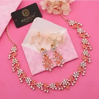 Stylish Orange Brass Cubic Zirconia Jewellery Set For Women-thumb1