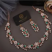 Stylish Green Brass Cubic Zirconia Jewellery Set For Women-thumb2