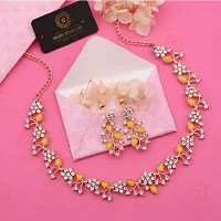 Stylish Yellow Brass Cubic Zirconia Jewellery Set For Women-thumb1