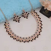 Rose Gold Plated Necklace set with Black color Kundan Jewellery Sets-thumb1