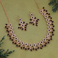 Rose Gold Plated Necklace set with Black color Kundan Jewellery Sets-thumb4