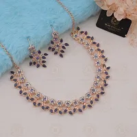 Rose Gold Plated Necklace set with Blue color Kundan Jewellery Sets-thumb1