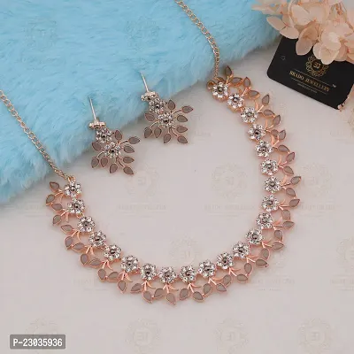 Rose Gold Plated Necklace set with Grey color Kundan Jewellery Sets