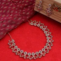 Rose Gold Plated Necklace set with Grey color Kundan Jewellery Sets-thumb1