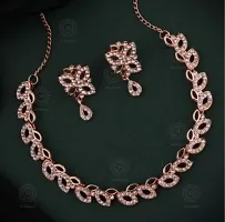 Rose Gold Plated Necklace set with Earring Kundan Jewellery Sets-thumb2