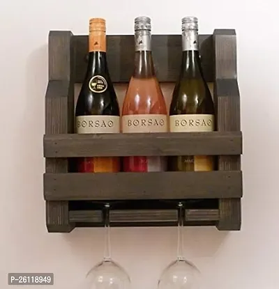 Classic 3 Bottle And 2 Wine Glass Rack And Holder Wall Mounted Wine Rack