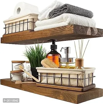 Classic Wood Floating Wall Shelves Set Of 2-thumb0