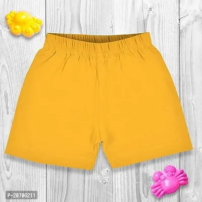 Elegant Yellow Cotton Blend Solid Shorts For Boys-thumb0