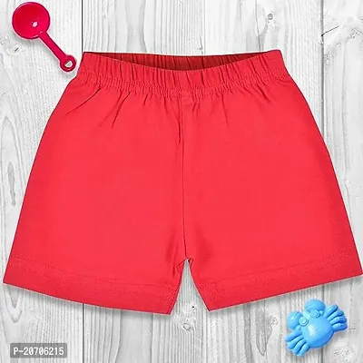 Elegant Red Cotton Blend Solid Shorts For Boys