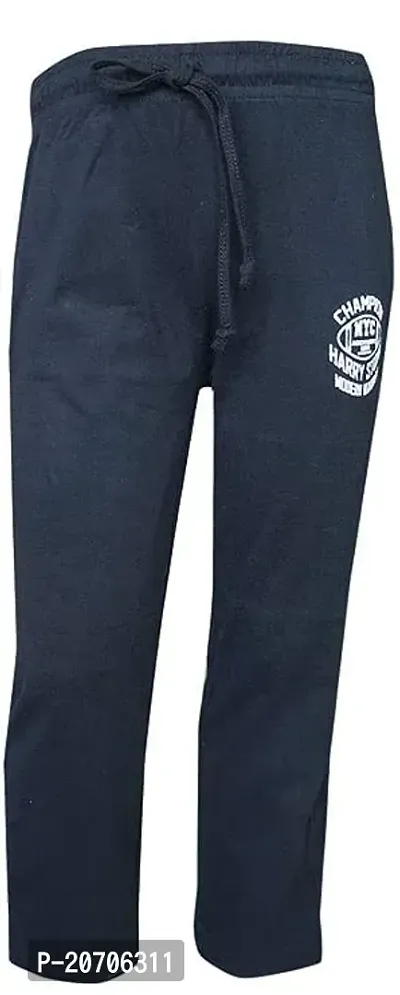 Elegant Navy Blue Cotton Self Pattern Trousers For Boys-thumb0