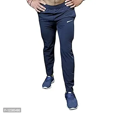 DISSMI?Men's Ultra Stretchable Gym-Workout Navy Blue Track Pants in FabricSlim Fit with Extra Comfort-thumb0