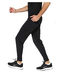 Dissmi® Men's 100% Stretchable Lower for Gym-Workout | Yoga | Sports | Running Fabric with 2 Side Zipper Pockets Black - Medium-thumb2