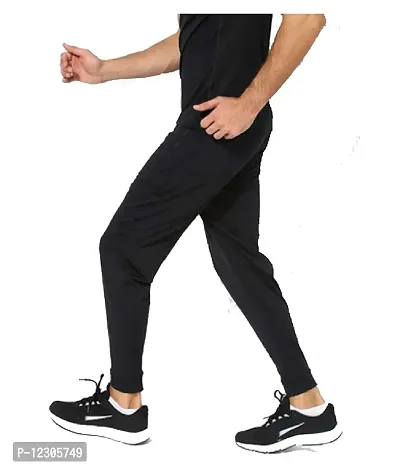 Dissmi® Men's 100% Stretchable Lower for Gym-Workout | Yoga | Sports | Running Fabric with 2 Side Zipper Pockets Black - Medium-thumb3