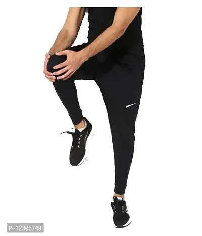 Dissmi® Men's 100% Stretchable Lower for Gym-Workout | Yoga | Sports | Running Fabric with 2 Side Zipper Pockets Black - Medium-thumb0