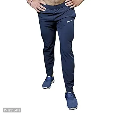 DISSMI Men's 100% Stretchable Lower for Gym-Workout | Yoga | Sports | Running Fabric with 2 Side Zipper Pockets Blue (32)-thumb0