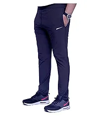 DISSMI?4 Way Lycra Trackpant for Men with Two Side Zipper Pockets ? Stretchable, Comfortable & Absorbent Slim Fit Track Pants for Gym Workout and Casual Wear Blue Colour-thumb1
