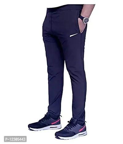 DISSMI?4 Way Lycra Trackpant for Men with Two Side Zipper Pockets ? Stretchable, Comfortable & Absorbent Slim Fit Track Pants for Gym Workout and Casual Wear Blue Colour-thumb2