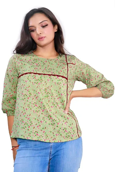 BAVAREE Imported Wrinkle Free Fabric Floral Digital Printed Tunic Tops | Cape Top for Women