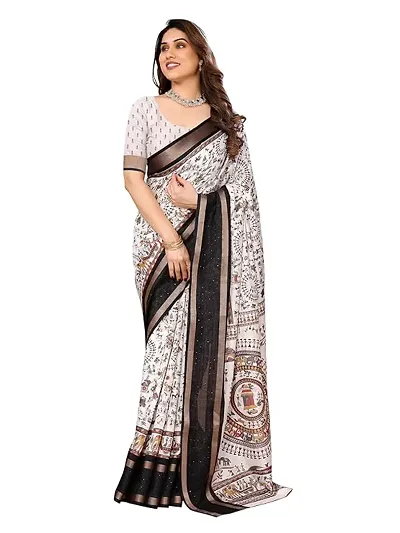 Glamorous Cotton Blend Saree without Blouse piece 