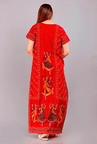 Stylish Red Cotton Printed Nighty For Women-thumb1