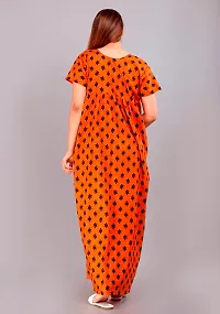 Stylish Orange Cotton Printed Nighty For Women-thumb1