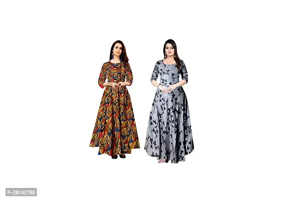 Stylish Rayon Printed Dresses For Women Pack Of 2