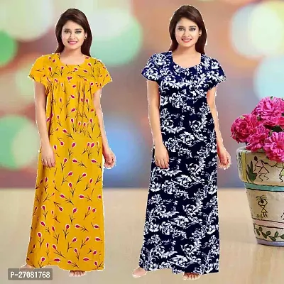 Elegant Cotton Printed Nighty For Women Pack Of 2