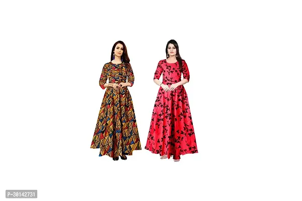 Stylish Rayon Printed Dresses For Women Pack Of 2